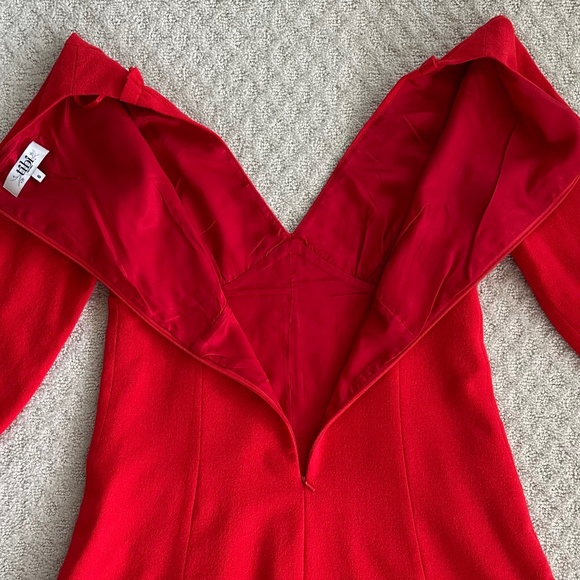 Tibi 100% Virgin Wool A-Line Midi Dress Red 6 Minimalist Holiday Fall Winter - Picture 9 of 15